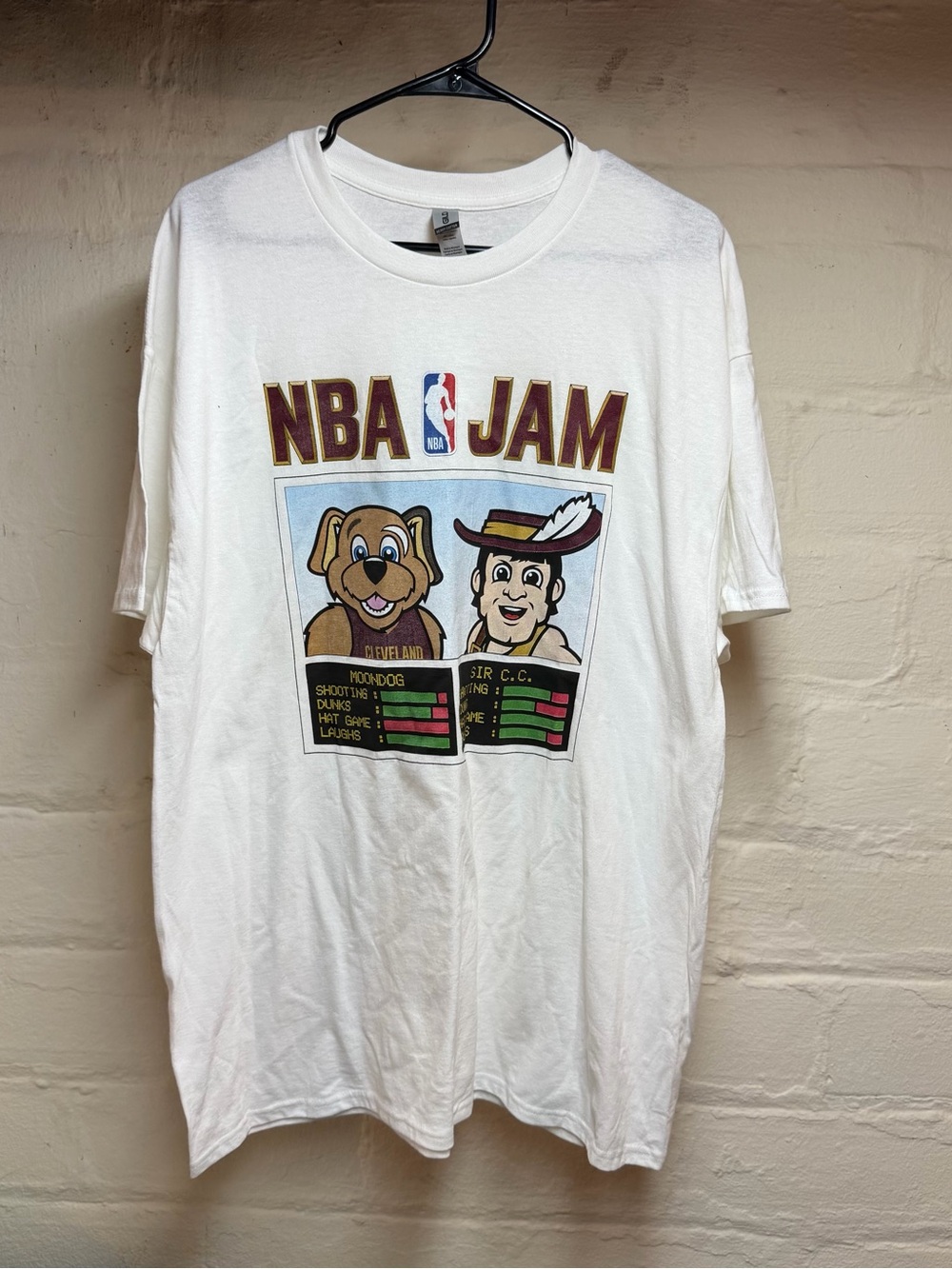 Gildan White NBA Jam Graphic Tee with Cleveland Cavaliers Mascots
